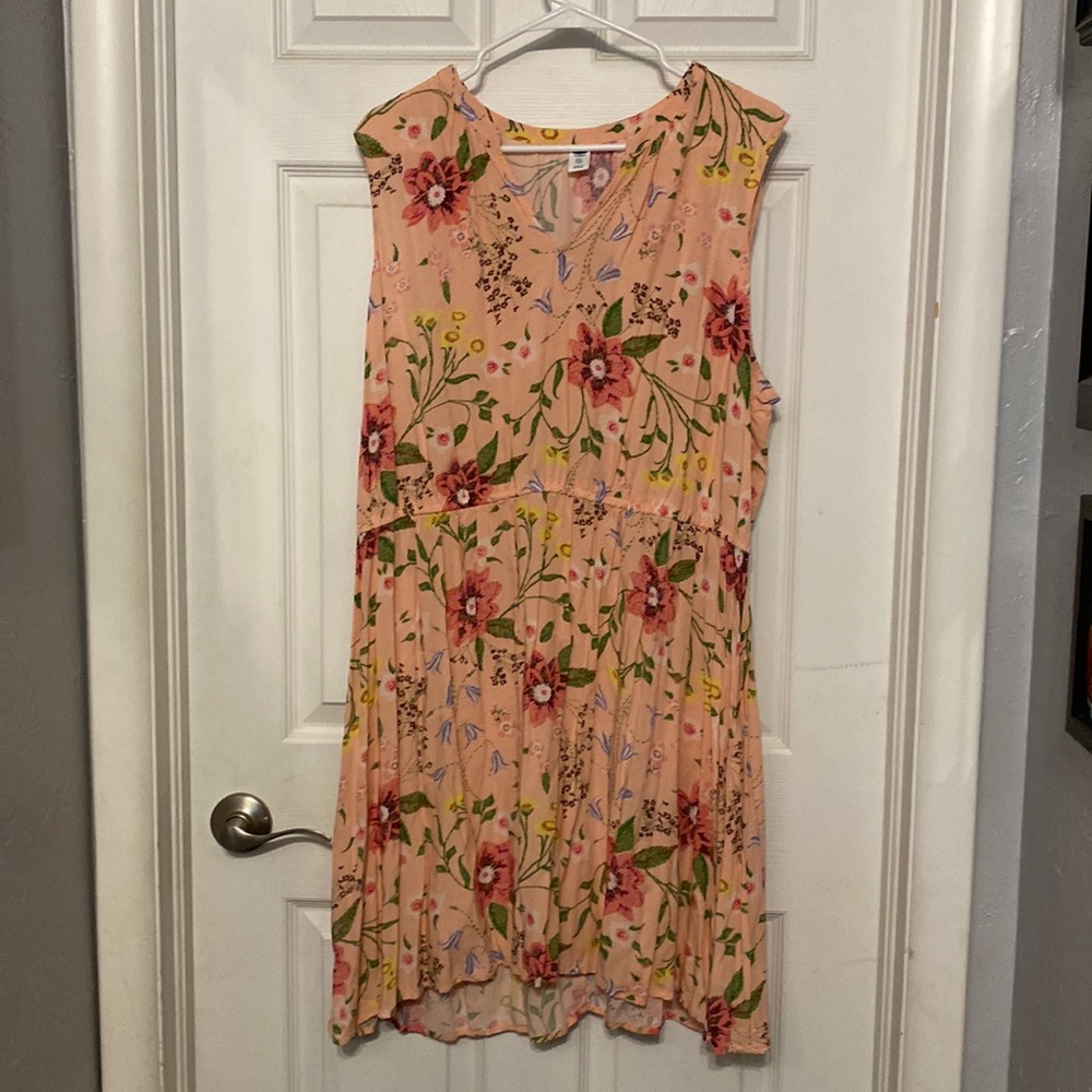 Women old navy sleeveless peach floral dress xxl